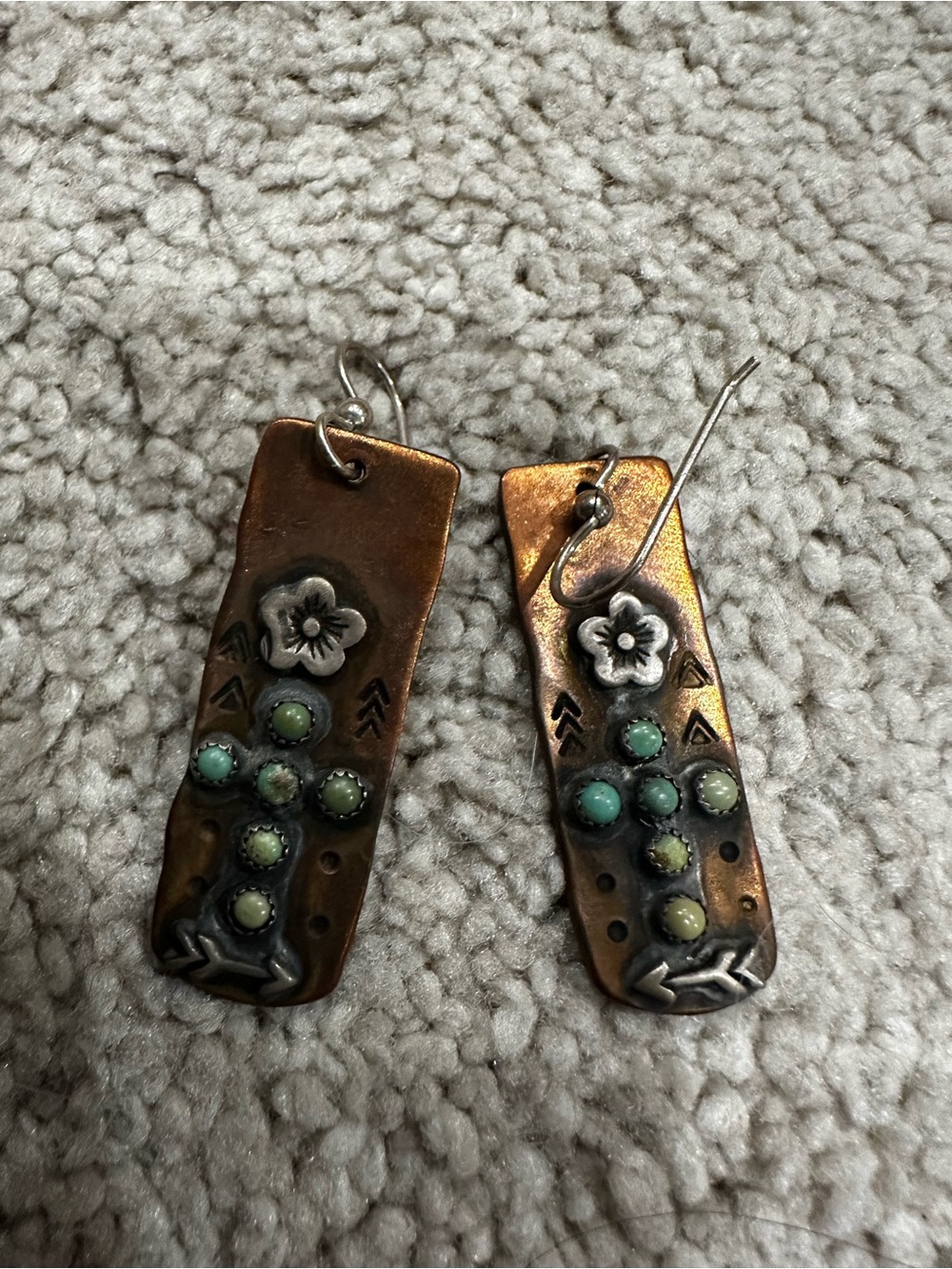 Handcrafted Copper Earrings with Turquoise
